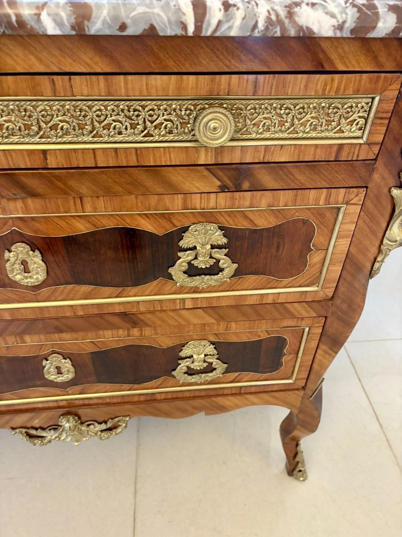 Outstanding Quality Antique Victorian French Marble Top Commode Chest of Drawers - Image 14